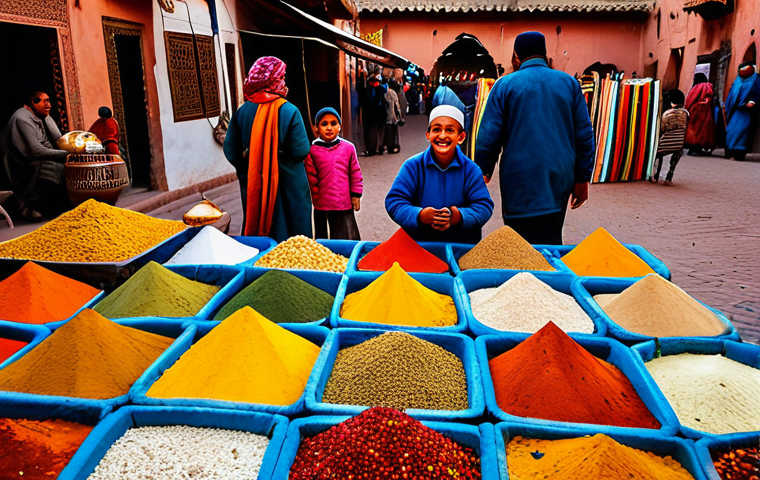 **

"A bustling marketplace in Marrakech, Morocco. Vendors in traditional, colorful clothing sell spices, carpets, and lanterns. Children laugh and play. Warm sunlight, vibrant colors, safe for work, appropriate content, fully clothed, family-friendly, professional photography, perfect anatomy, correct proportions, natural pose."

**