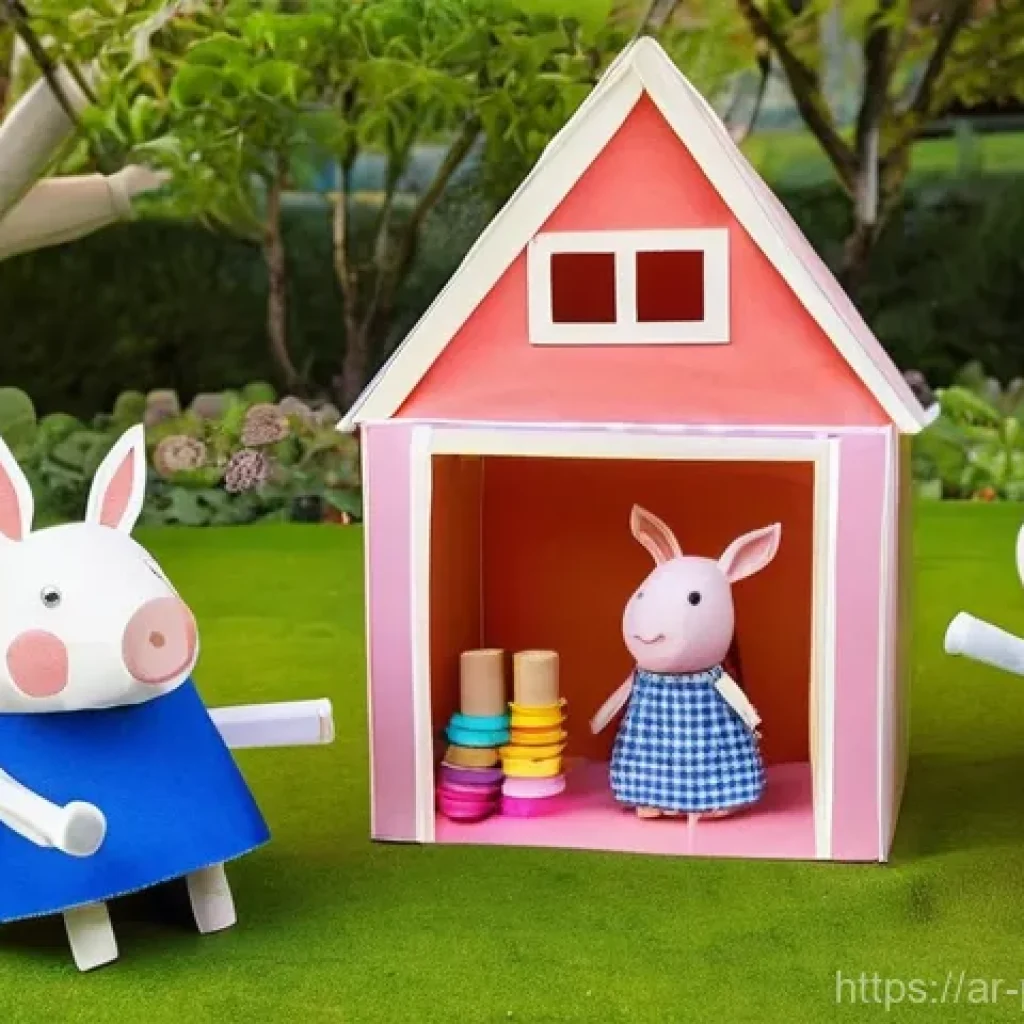 페파피그와 환경 이슈 - **Recycling and Creative Play:**
"Peppa Pig, George, and their friends (Suzy Sheep, Rebecca Rabb...