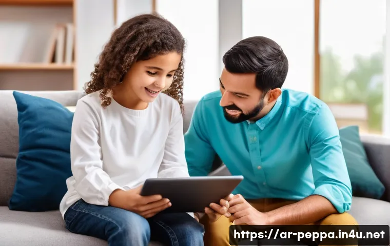 페파피그 온라인 리뷰 사이트 - **Prompt 1: A parent and child reviewing educational digital content.**
    "A cozy indoor scene fea...
