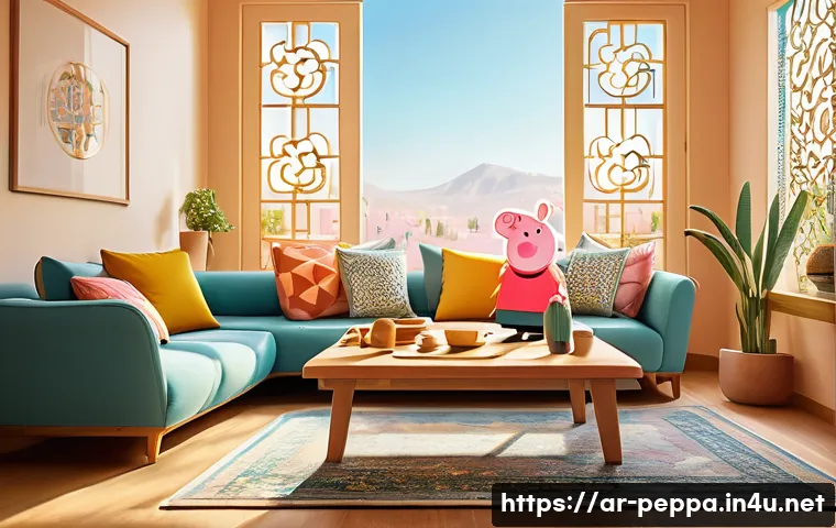 페파피그 아빠 피그 유머 요소 - A cheerful cartoon father character inspired by Peppa Pig, wearing casual clothes and interacting pl...