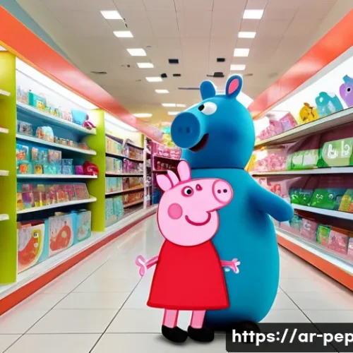 페파피그 굿즈 매출 현황 - A vibrant family shopping scene in a modern Middle Eastern mall featuring a diverse Arab family with...